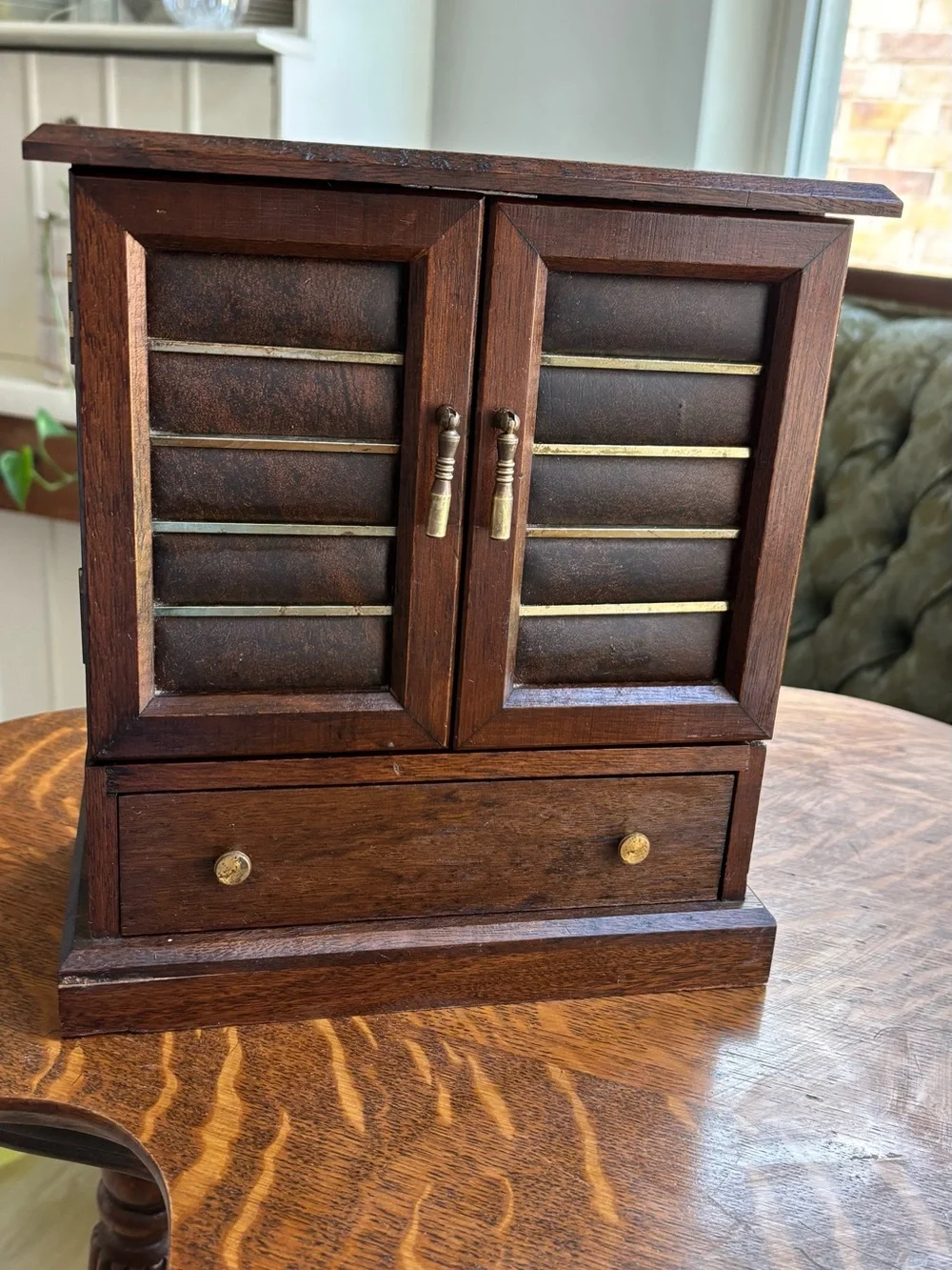 Wood Jewelry Box with Yellow Lined Interior